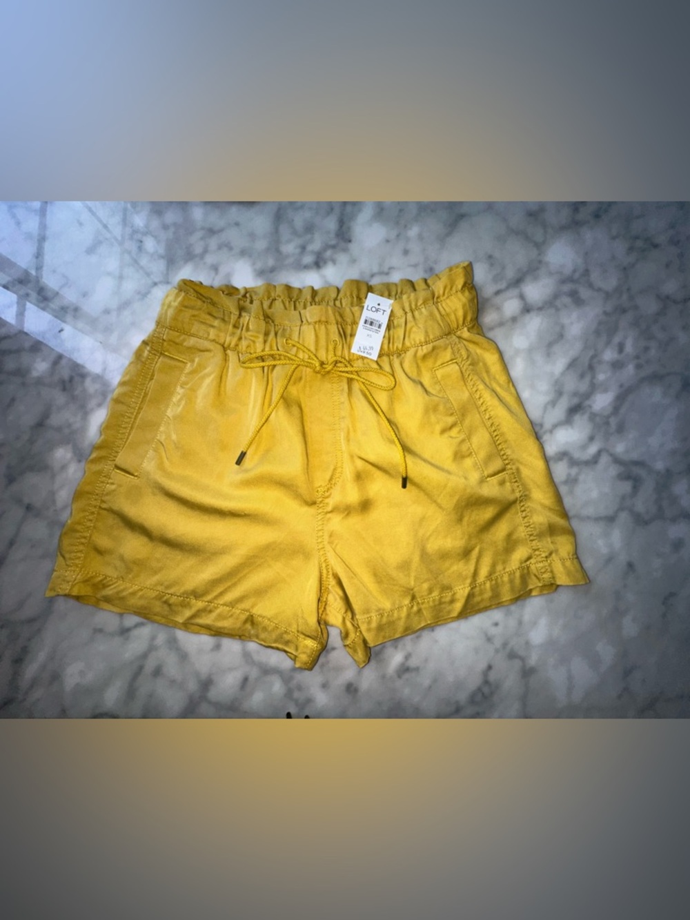 LOFT Yellow High-Waist Paperbag Drawstring Shorts
